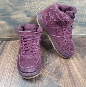 Nike Force 1 Mid LV8 (PS) Shoes Burgandy Crush 859337-600 Toddler Kids Sz 11C